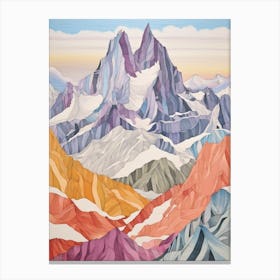 Vinson Massif Antarctica 1 Colourful Mountain Illustration Canvas Print