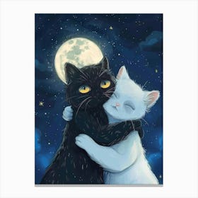 Two Black Cats Hugging Canvas Print