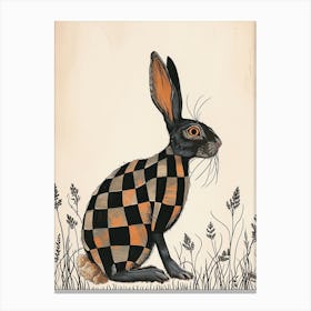 Checkered Giant Blockprint Rabbit Illustration 1 Canvas Print