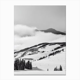 Snowmass, Usa Black And White Skiing Poster Canvas Print