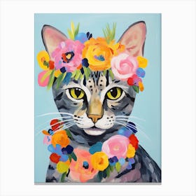 Egyptian Cat With A Flower Crown Painting Matisse Style 1 Canvas Print