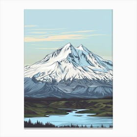 Mount St Helens Usa Color Line Drawing (4) Canvas Print