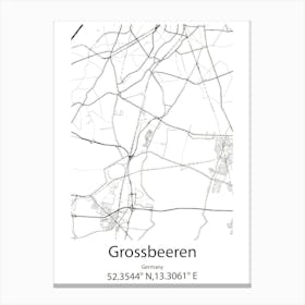 Grossbeeren,Germany Minimalist Map Canvas Print