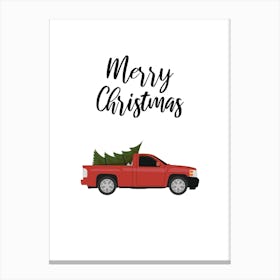 Merry Christmas Truck Canvas Print