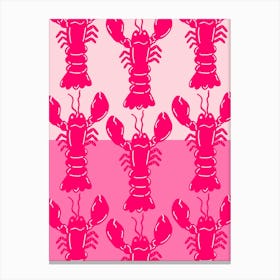 Lobster Repeat Pink On Pink Canvas Print