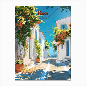 Kea Greece Summer Travel Illustration Canvas Print