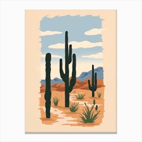 Desert Cactus Landscape Illustration 3 Canvas Print