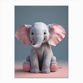 Cute Baby Elephant Nursery Ilustration (11) Canvas Print
