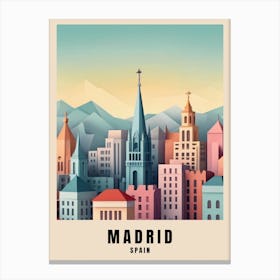 Madrid City Travel Poster Spain Low Poly (23) Canvas Print
