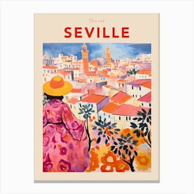 Seville Spain 3 Fauvist Travel Poster Canvas Print