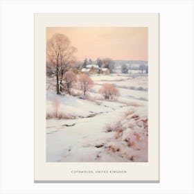 Dreamy Winter Painting Poster Cotswolds United Kingdom 2 Canvas Print