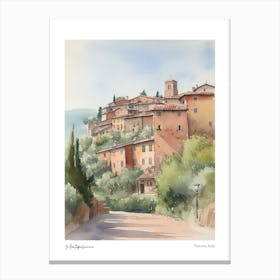 Montepulciano, Tuscany, Italy 1 Watercolour Travel Poster Canvas Print