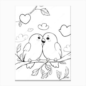 Birds On A Branch Coloring Page 1 Canvas Print