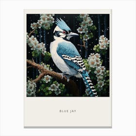 Ohara Koson Inspired Bird Painting Blue Jay 1 Poster Canvas Print