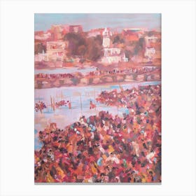 Crowd At The Ganges Canvas Print