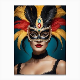 A Woman In A Carnival Mask (14) Canvas Print