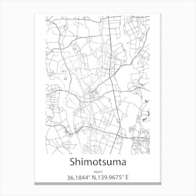 Shimotsuma,Japan Minimalist Map Leinwandbild