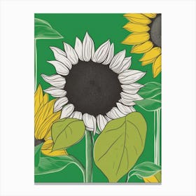 Sunflowers On Green Background Canvas Print