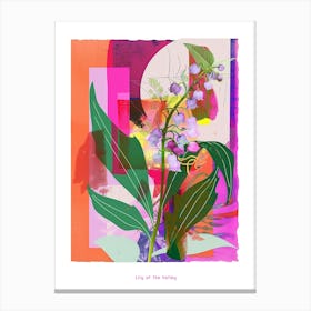 Lily Of The Valley 1 Neon Flower Collage Poster Canvas Print