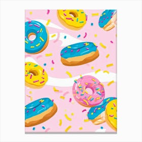 An Abstract Pattern Of Tiny Donuts Swirling With A Blend Of Pastel Pink Blue And Yellow Hues Set (5) Canvas Print