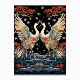 Crane Tsuru Japanese Style Illustration 9 Canvas Print