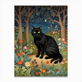 William Morris Black Cat In The Forest 2 Canvas Print