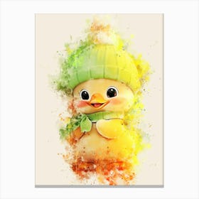 cute duck kids watercolor Canvas Print