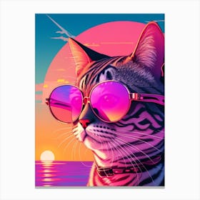 Cat And Sunset Canvas Print