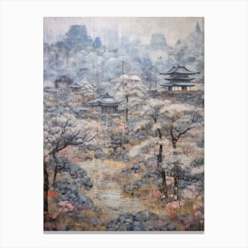 Winter City Park Painting Kenrokuen Garden Kanazawa Japan 2 Canvas Print