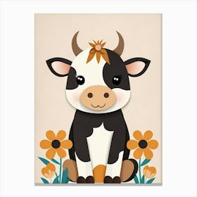 Floral Cute Baby Cow Nursery (10) Canvas Print