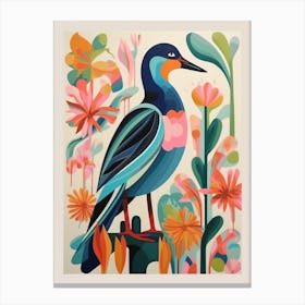 Colourful Scandi Bird Mallard Duck 2 Canvas Print
