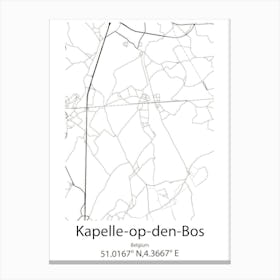 Kapelle Op Den Bos,Belgium Minimalist Map Canvas Print