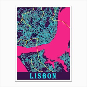 Lisbon Map Poster 1 Canvas Print