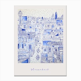 Marrakech Morocco 2 Mediterranean Blue Drawing Poster Canvas Print