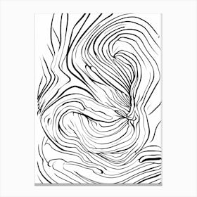 Black And White Drawing Of A Wave Canvas Print