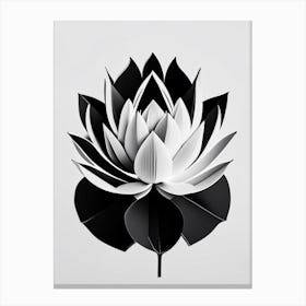 Giant Lotus Black And White Geometric 1 Canvas Print