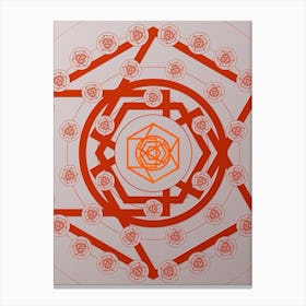 Geometric Abstract Glyph Circle Array in Tomato Red n.0082 Canvas Print