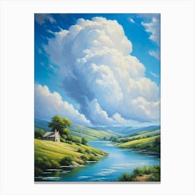 Cumulus Clouds Billowing Gentle Giants Against A Backdrop Of Vivid Azure Sky Tower Over A Varied Canvas Print