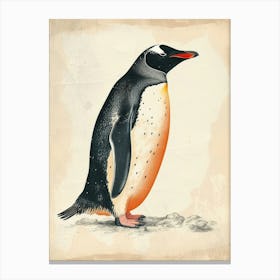 Adlie Penguin Ross Island Vintage Botanical Painting 3 Canvas Print