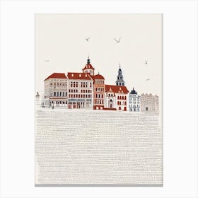 Krakow Main Square 3 Krakow Boho Landmark Illustration Canvas Print