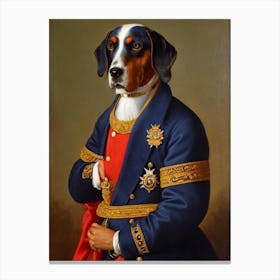 Bluetick Coonhound Renaissance Portrait Oil Painting Canvas Print