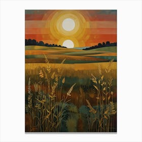 Sunset In The Field Canvas Print