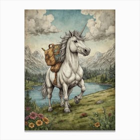 Unicorn With Backpack 1 Canvas Print