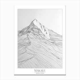 Makalu Nepal China Line Drawing 6 Poster Canvas Print