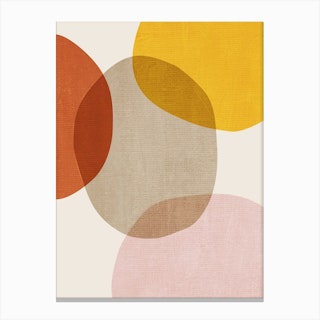 Abstract Circles Blush Yellow Burnt Orange Canvas Print