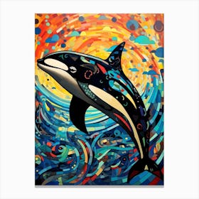 Orca Whale Abstract Geometric  Canvas Print