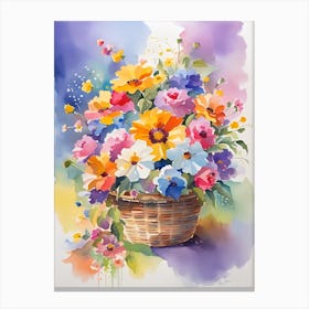 Basket Of Flowers 5 Canvas Print