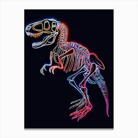 Minimalist Neon Dinosaur Skeleton 2 Canvas Print
