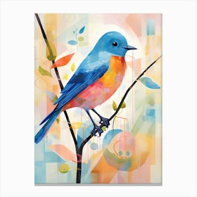 Bird Painting Collage Bluebird 2 Canvas Print