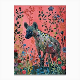 Floral Animal Painting Hyena 1 Canvas Print